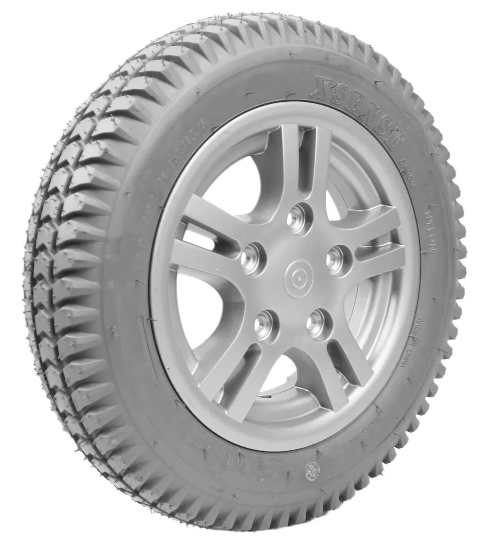 14x3" Quantum Drive Wheel Assembly Grey Tread Silver Hub