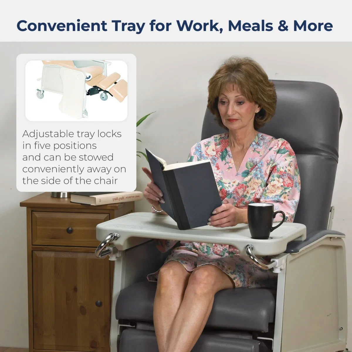 3 Position Geri Chair Convenient Tray for Work, Meals and More