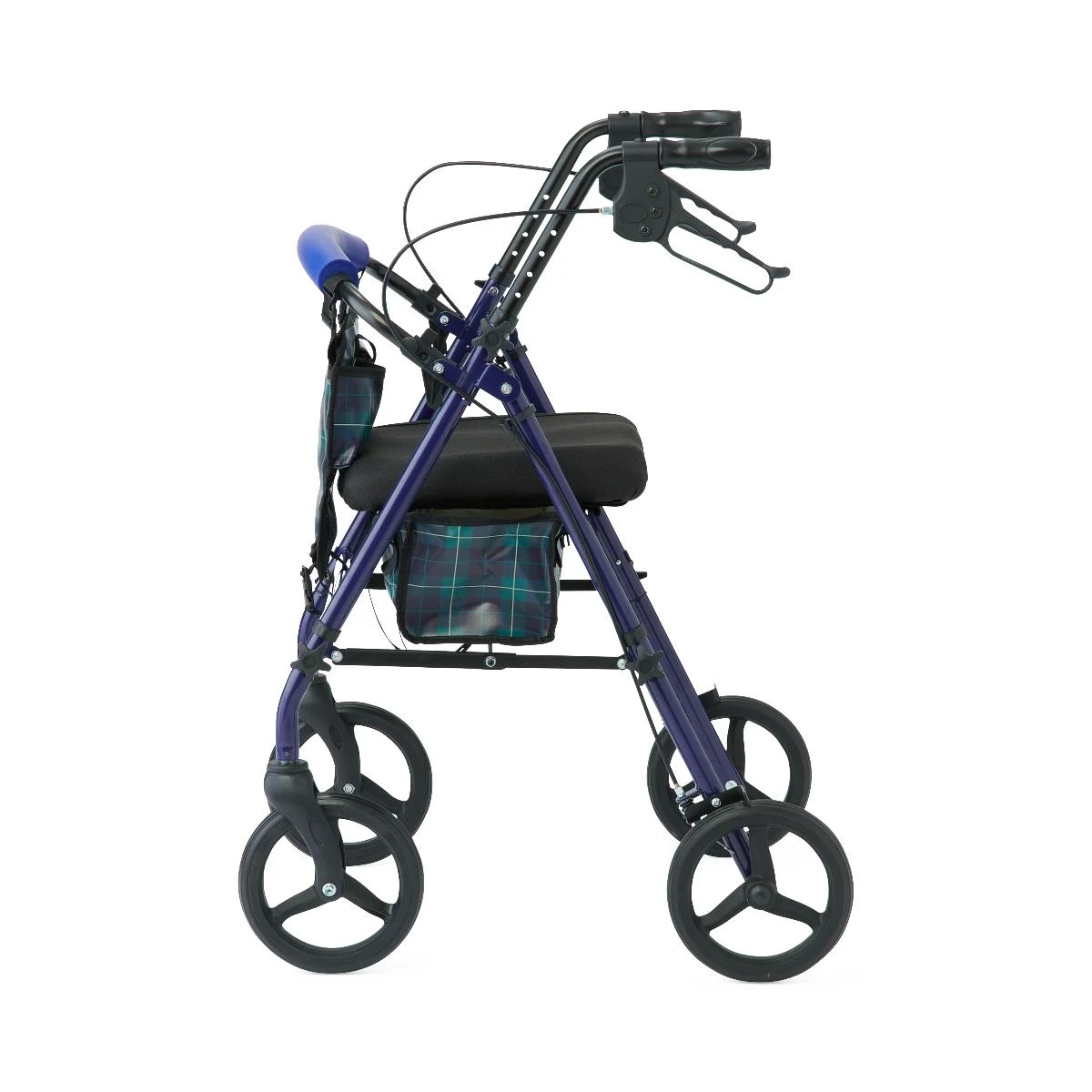 Medline Basic Steel Rollator Blue Side View Left