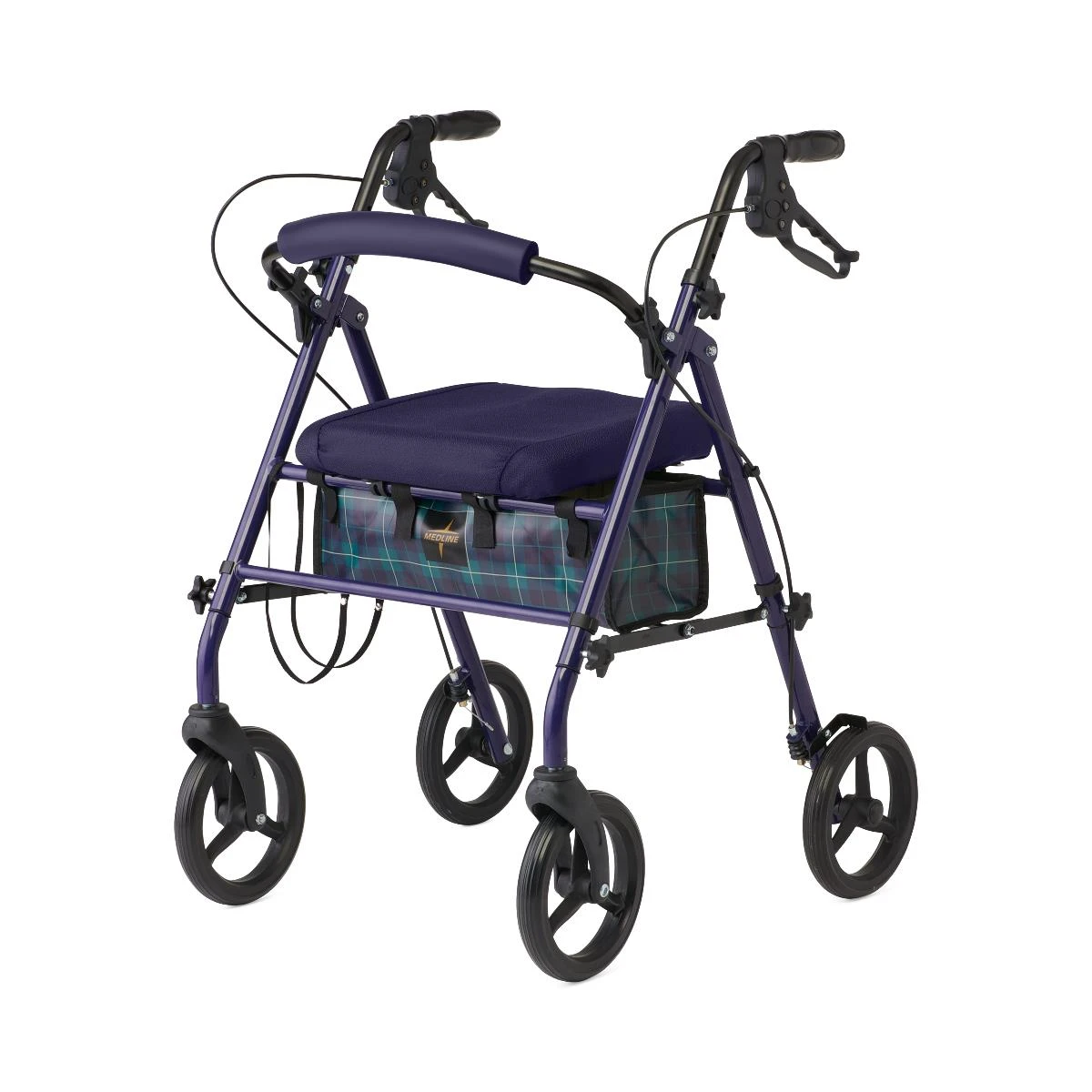 Medline Basic Steel Rollator Blue Angle View Left