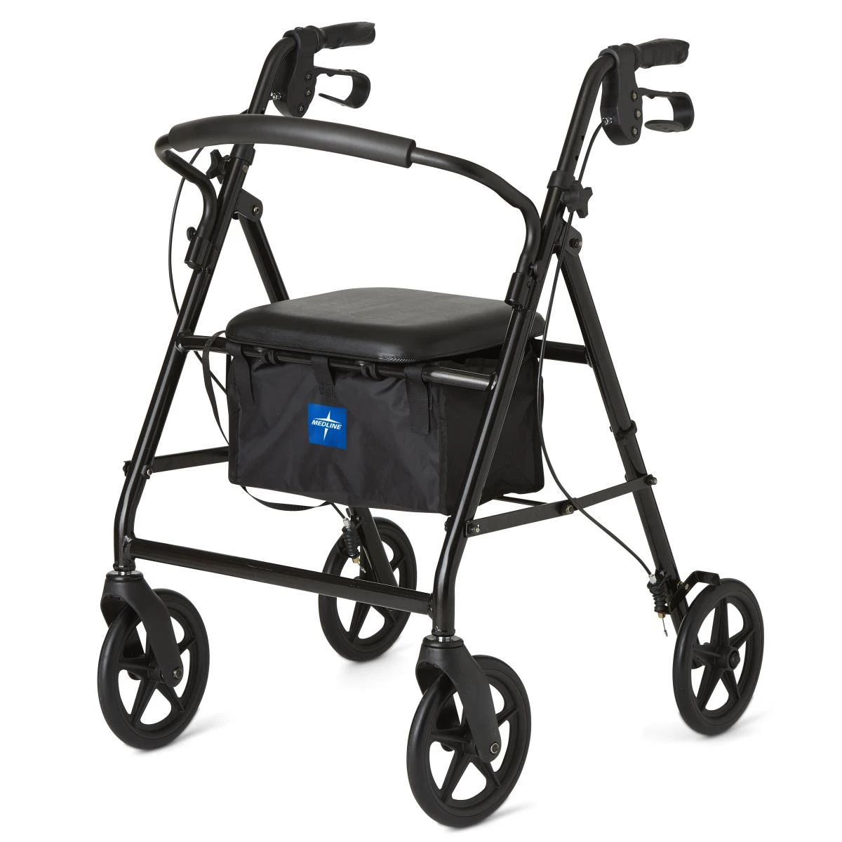 Medline Basic Aluminum Rollator Black Angle View