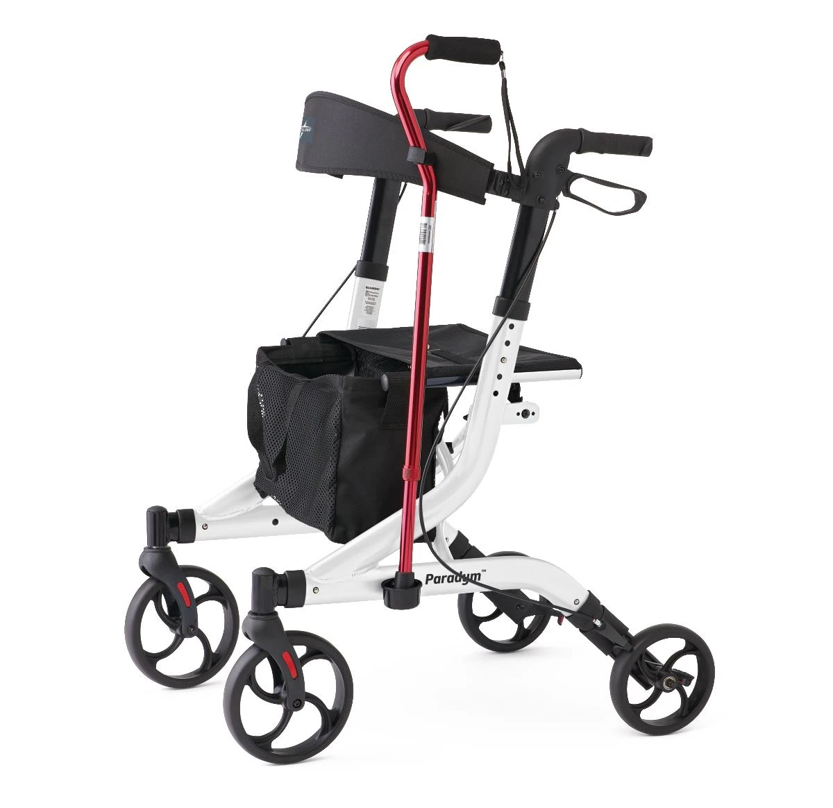 Medline Contemporary-Style Rollator White with Cane Holder
