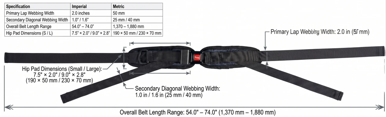 4-Point Positioning Belt Dimensions