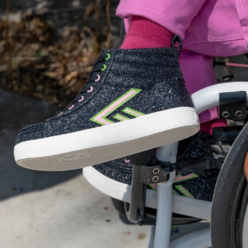 Adaptive Kids Glitz BILLY CS High Tops_Wicked Black Lightweight canvas