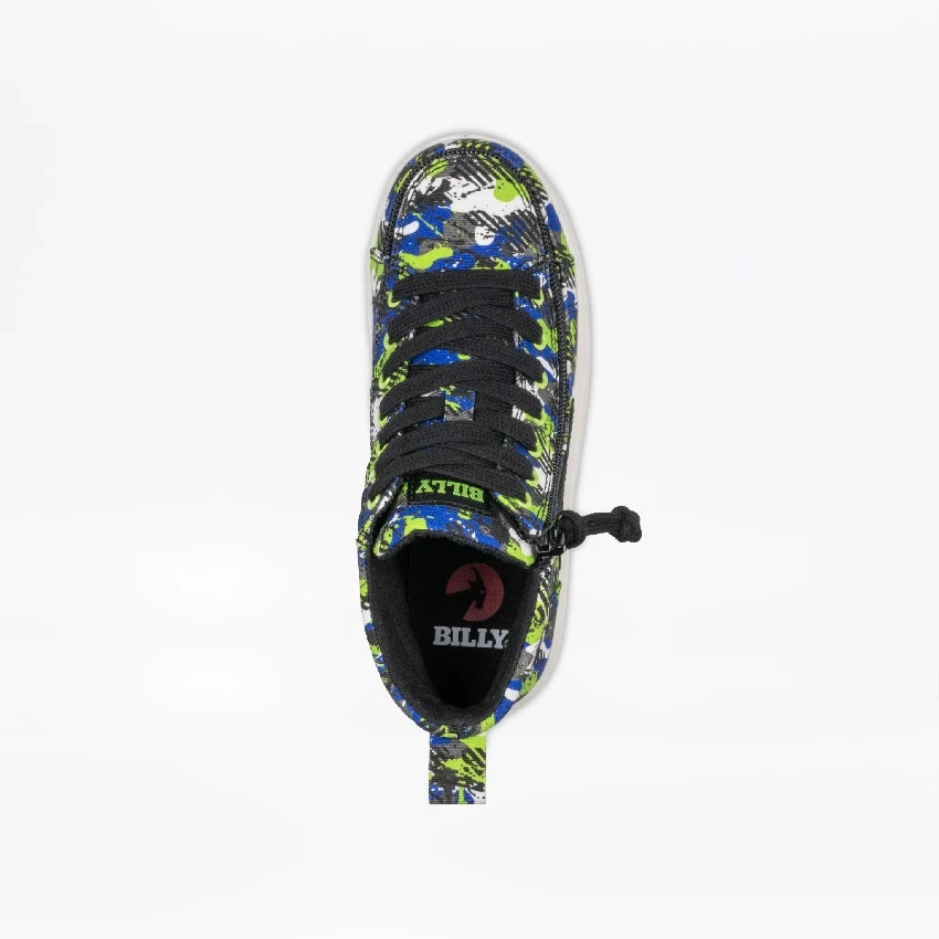 Adaptive Kids BILLY CS High Tops_Neon Camo Adjustable Laces