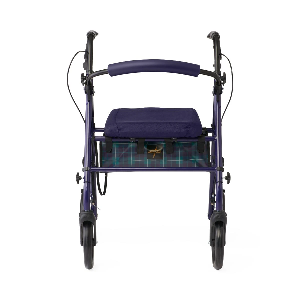 Medline Basic Steel Rollator with Microban Navy Upholstery Back View