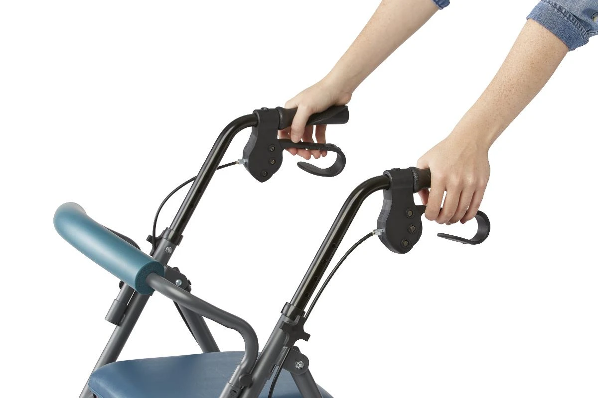 Medline Basic Steel Rollator with Microban Teal Upholstery Loop-Lock Brakes