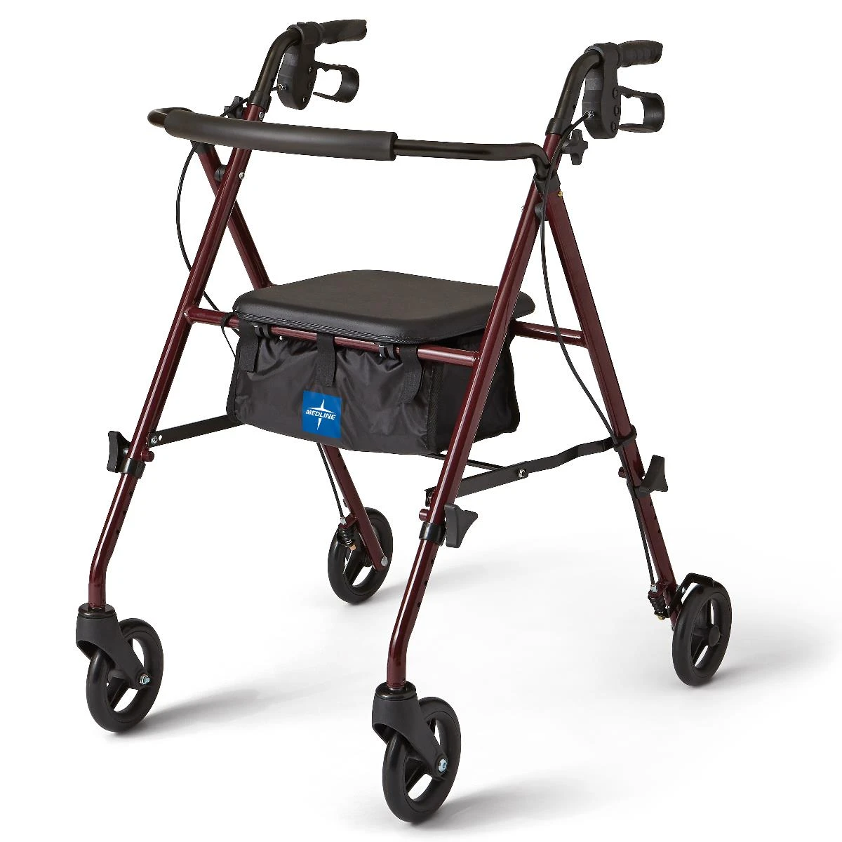 Medline Steel Rollator with Height-Adjustable Handles and Seat Main