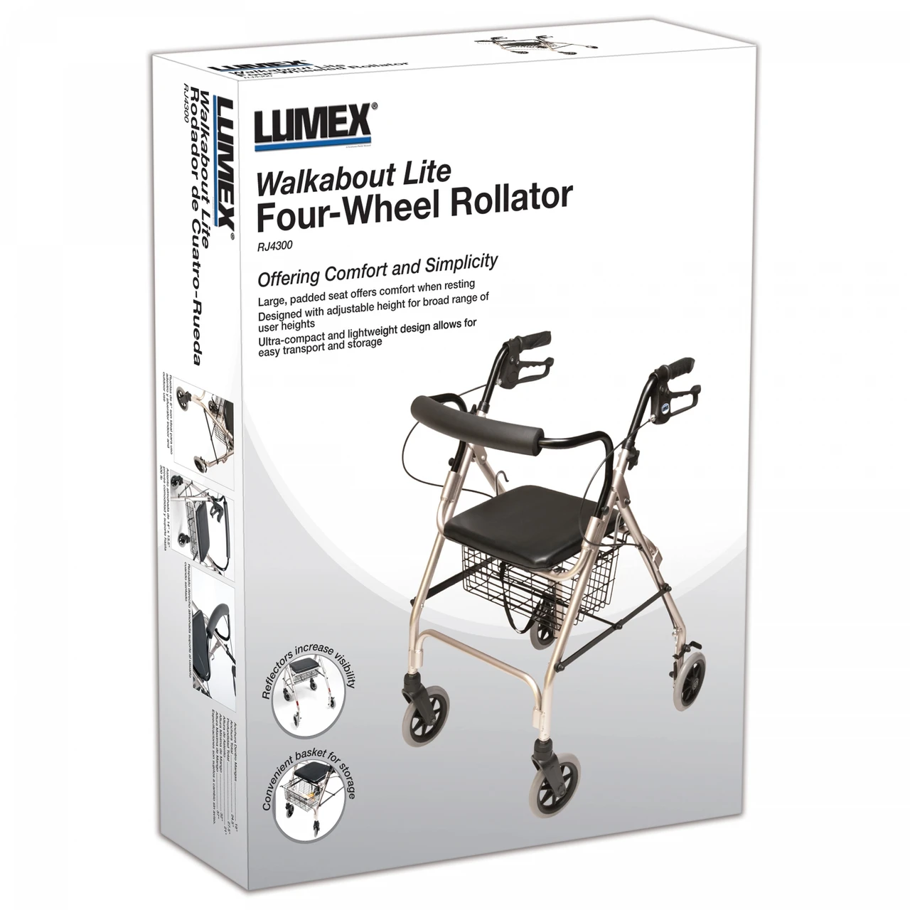 Lumex Walkabout Lite Four-Wheel Rollator Box