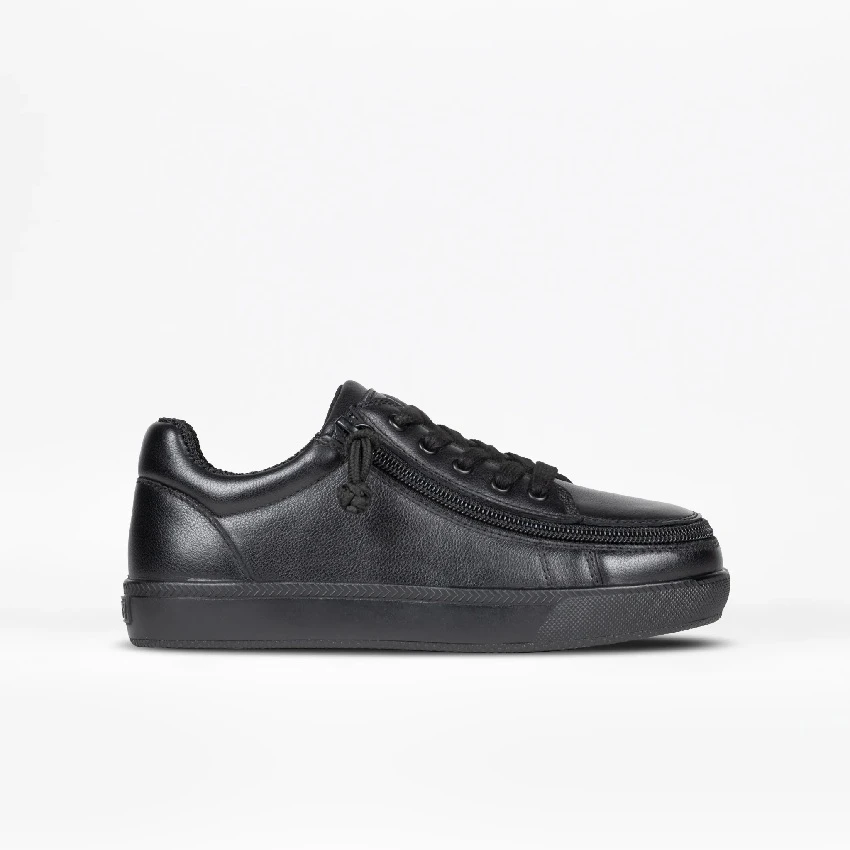 Adaptive Kids Black Leather BILLY Classic D|R II Low Shoes_Black to the Floor