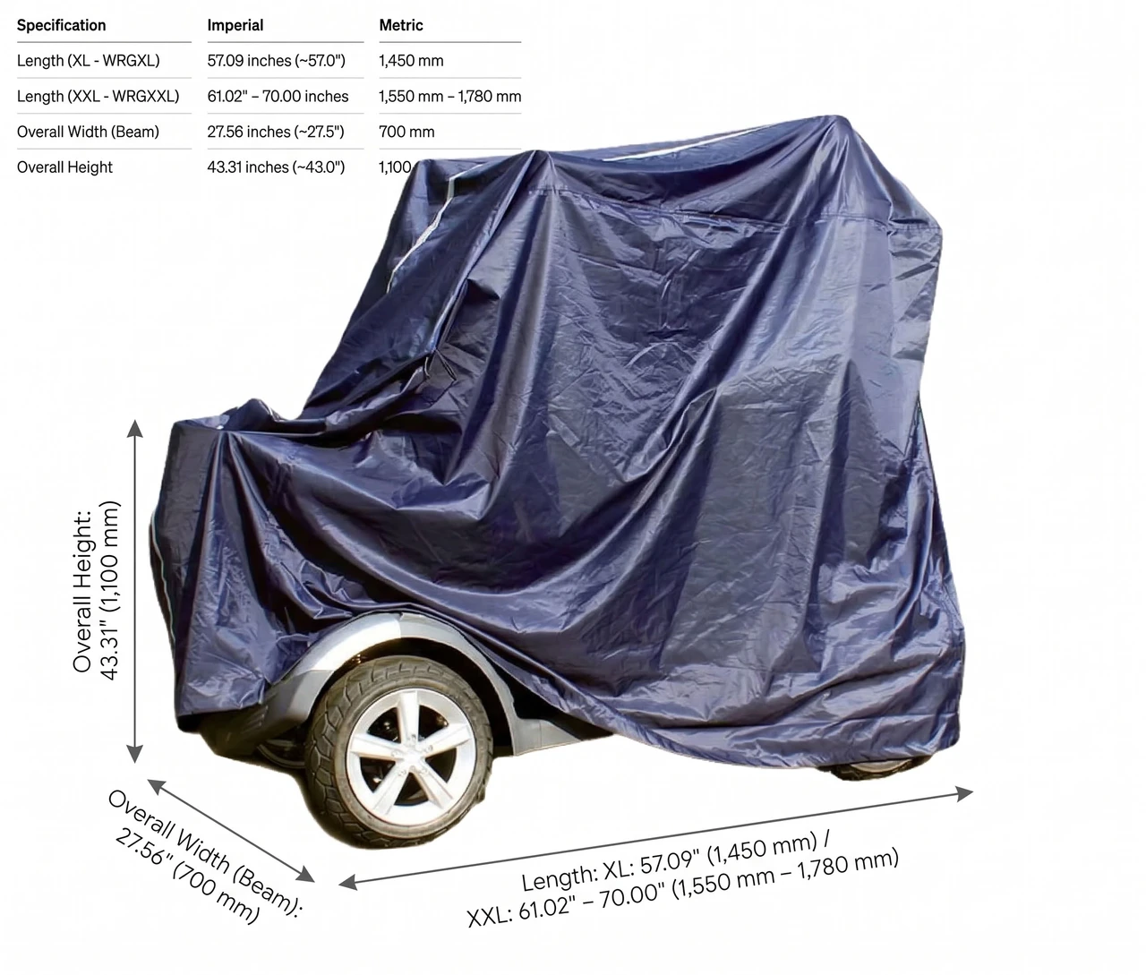 Scooter Cover For Mobility Scooters Dimensions