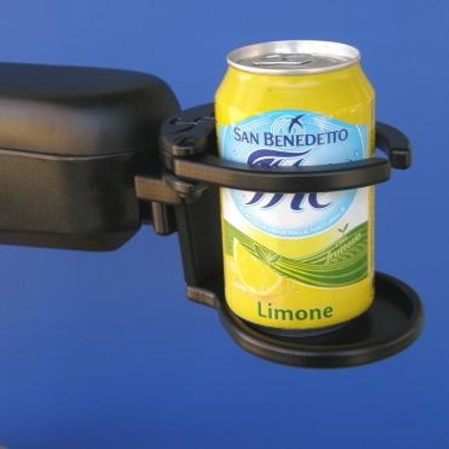 The Universal Tumbler Holder will hold every kind of wine glass, coffee  cup, cans and bottles. The drink holder is compatible with many various  wheelchairs, power chairs, electric wheelchairs, mobility scooters, and