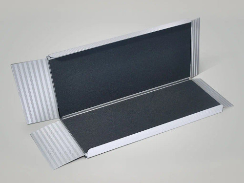 SOS Group Freedom Series adjustable portable aluminum threshold ramp designed for single-step accessibility, suitable for wheelchairs and mobility aids.