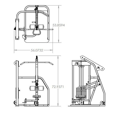 Wheelchair Accessible Lat Pull Down, by ProMaxima Product Measurements