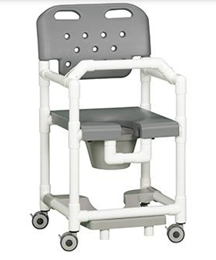 Elite Shower Chair Commode with Footrest and Lap Bar Gray