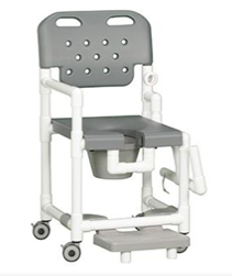 Elite Shower Chair Commode with Footrest and Drop Arm Gray
