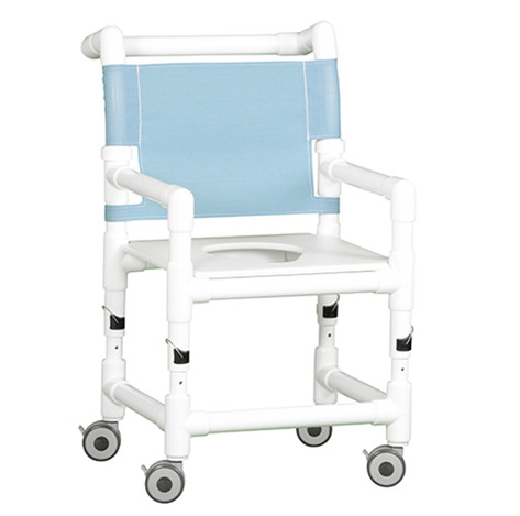 Pediatric Adjustable Height Shower Chair with Flat Seat Blue