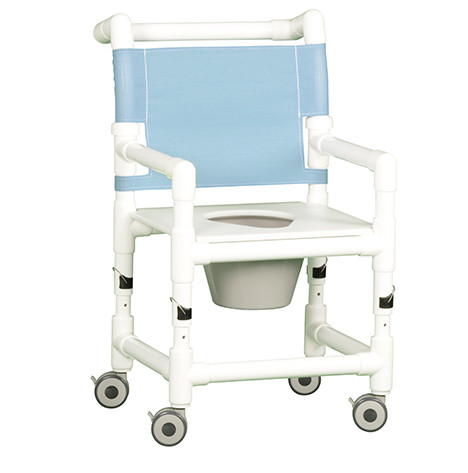 Pediatric Adjustable Height Shower Chair Commode with Flat Seat Blue