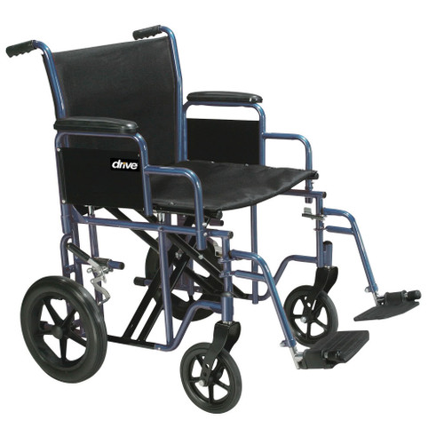 Bariatric Steel Transport Chair Blue