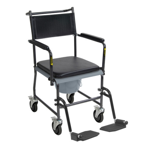 Upholstered Drop Arm Wheeled Commode Main Image