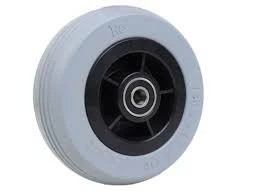 5" x 1.75" Pride Caster Wheel Assembly Black Plastic Rim Grey Tread
