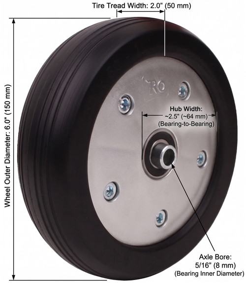 6x2" Caster Wheel Assembly For Jazzy Select Dimensions