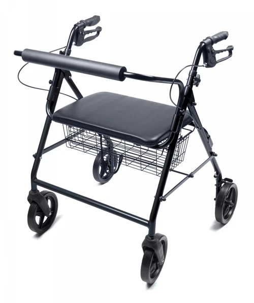 Walkabout Four-Wheel Imperial Rollator Straight Back Black