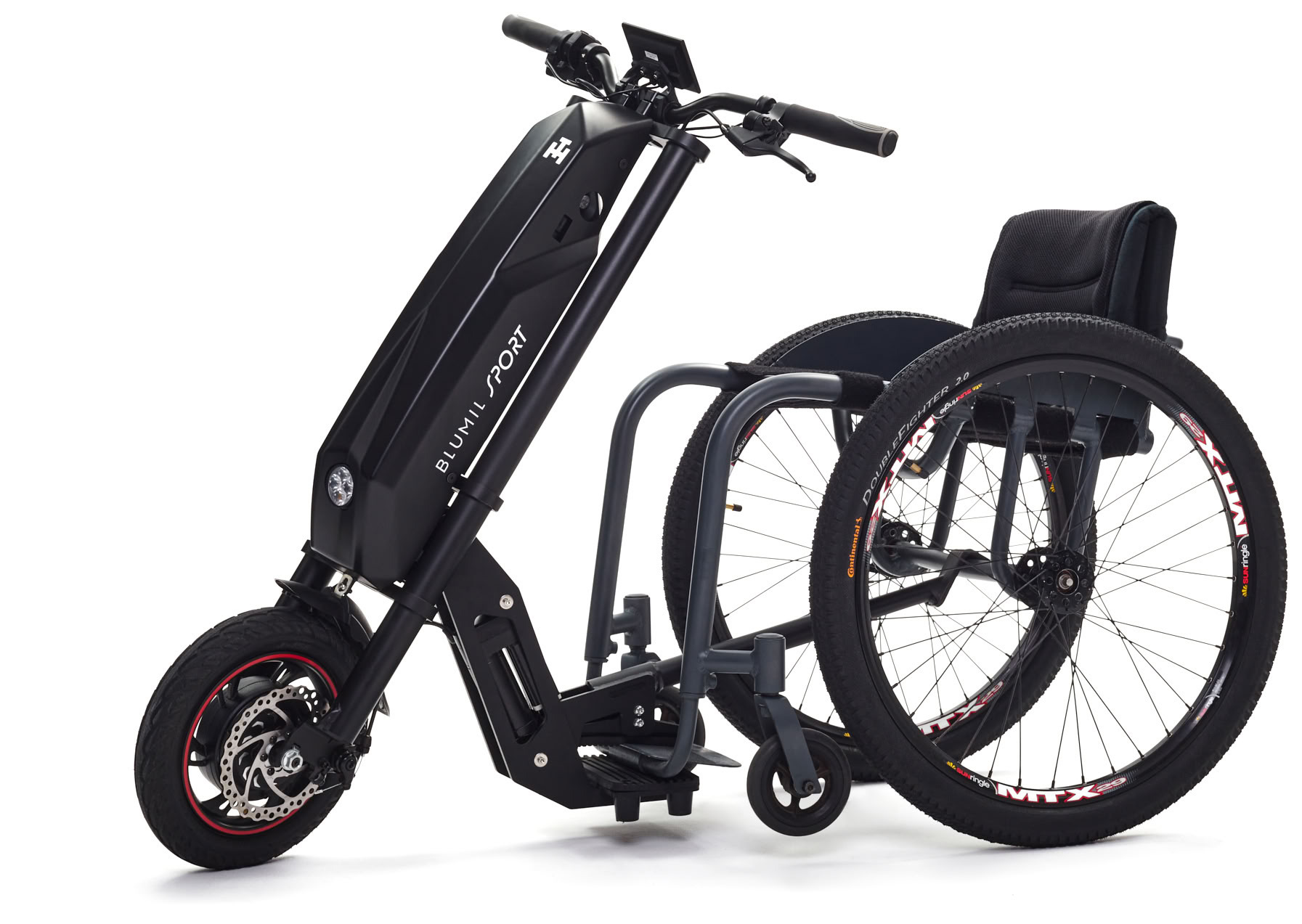 BLUMIL SPORT connected to a wheelchair