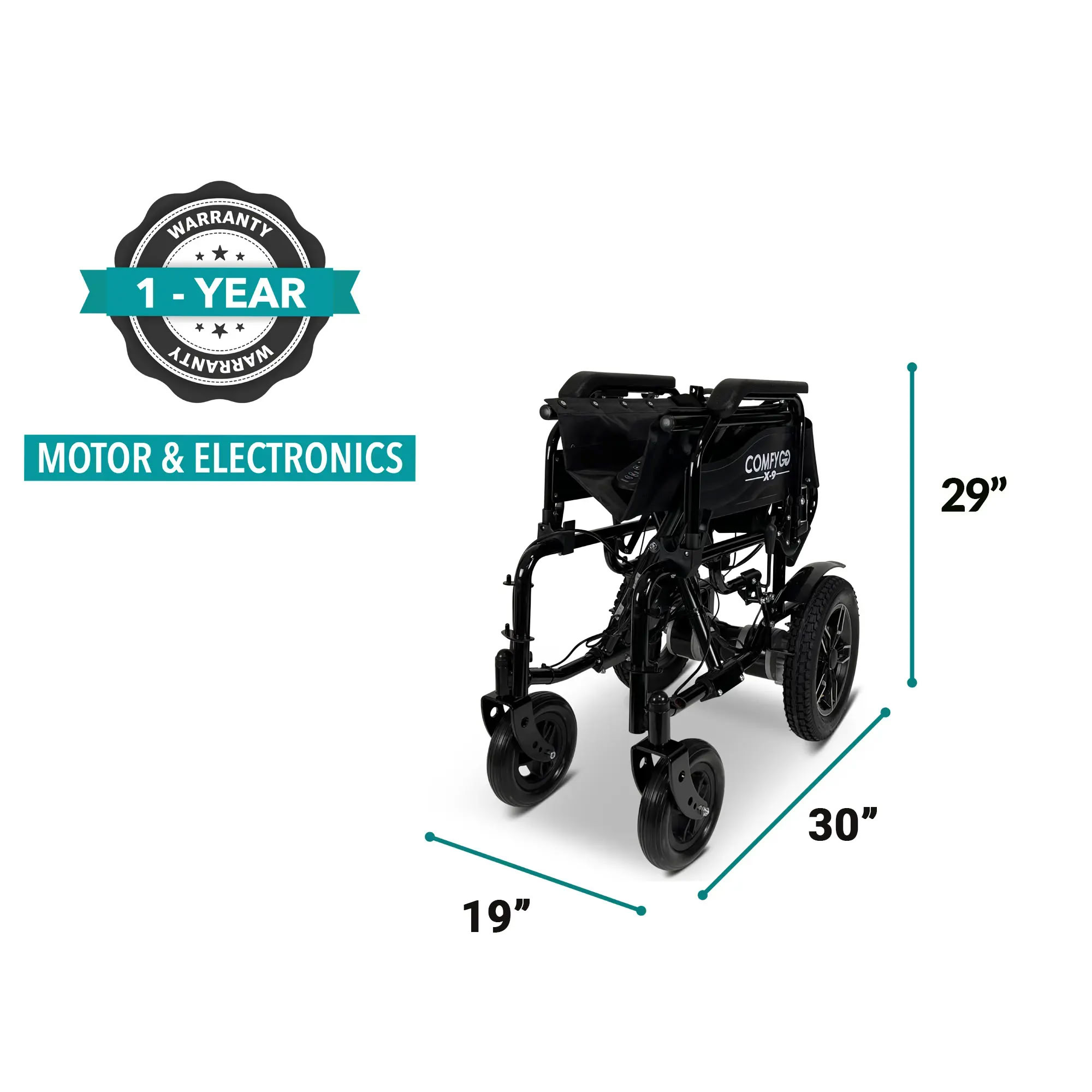 X-9 Wheelchair Folded Dimensions Diagram