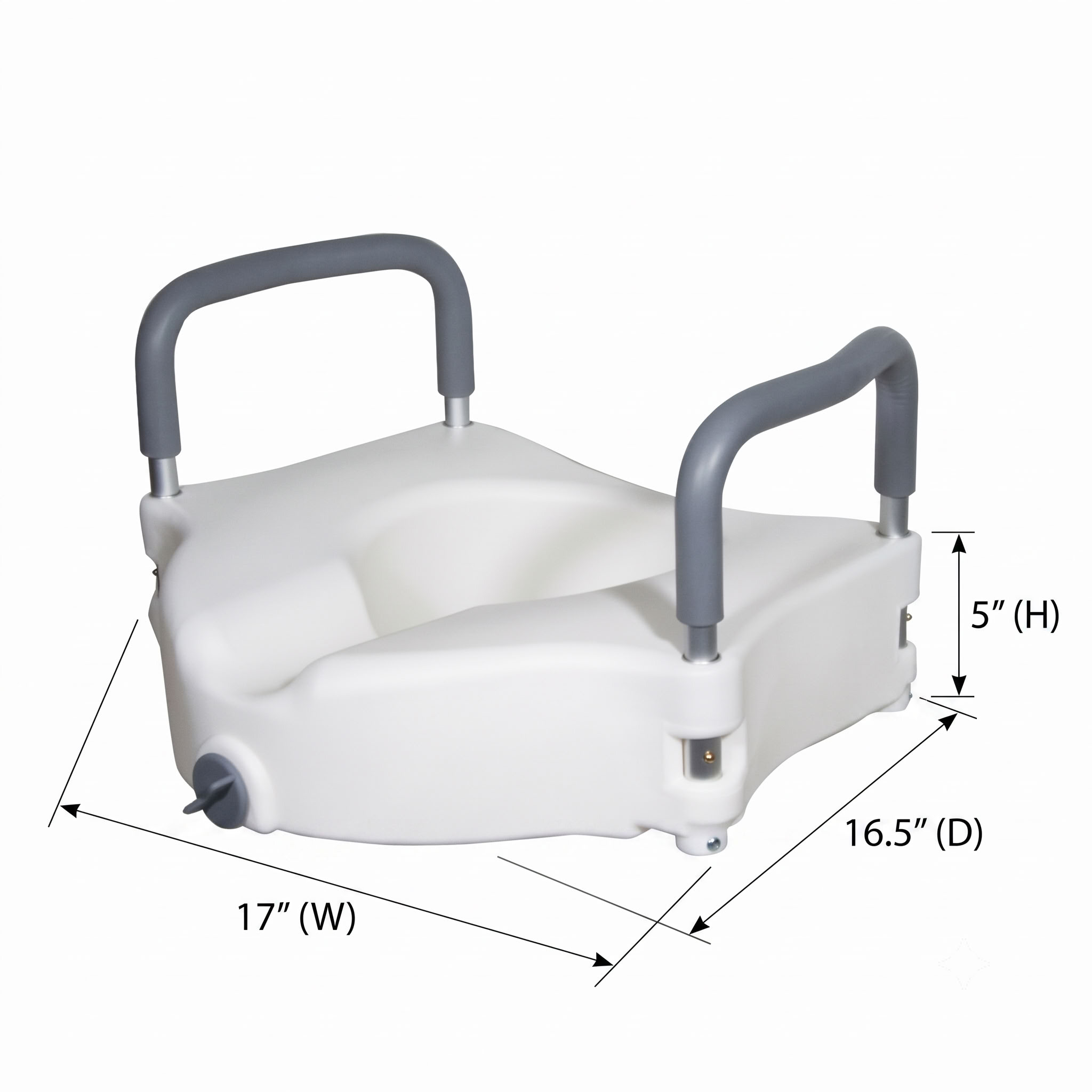 2-in-1 Locking Raised Toilet Seat dimensions diagram