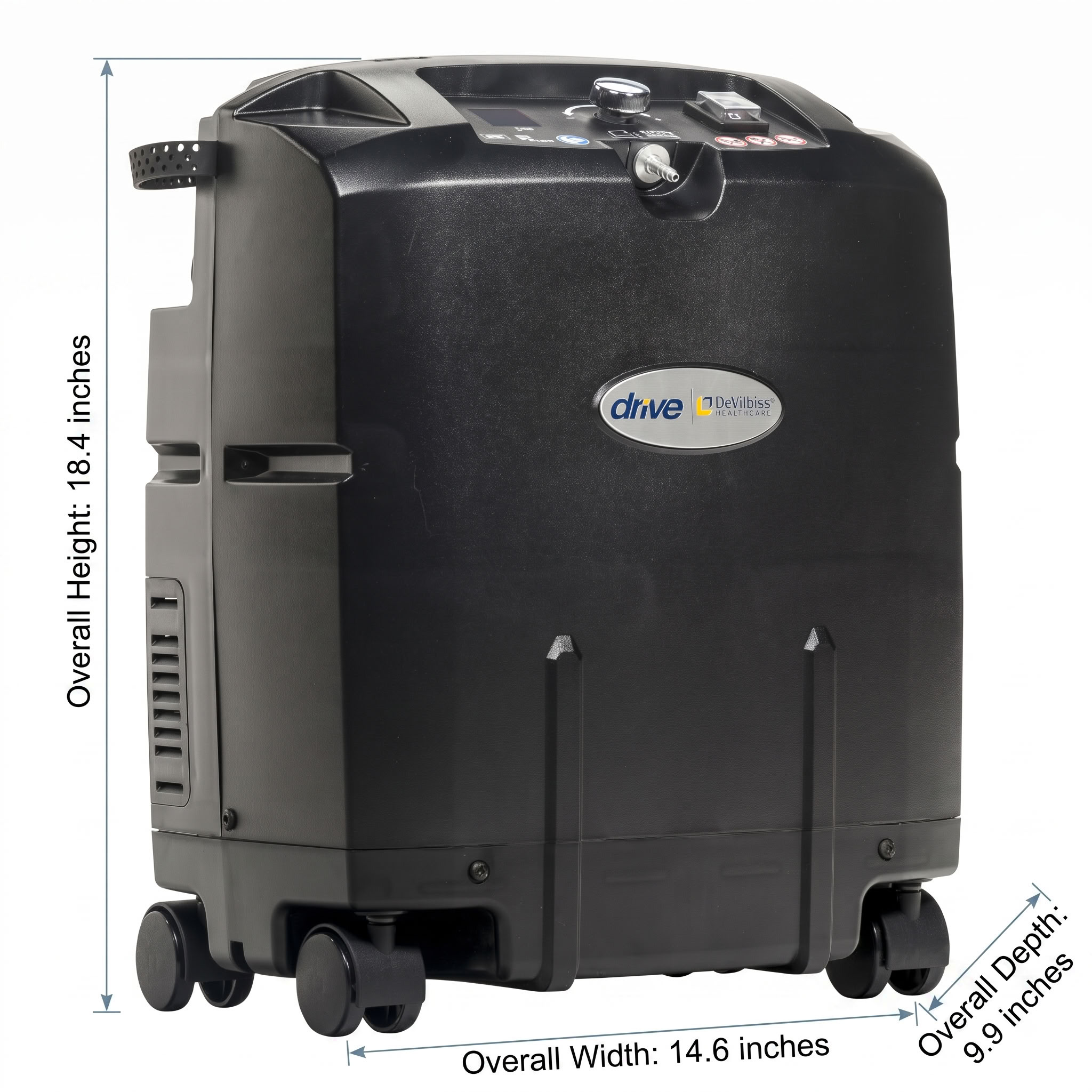Drive Medical 5L Compact Oxygen Concentrator dimensions diagram