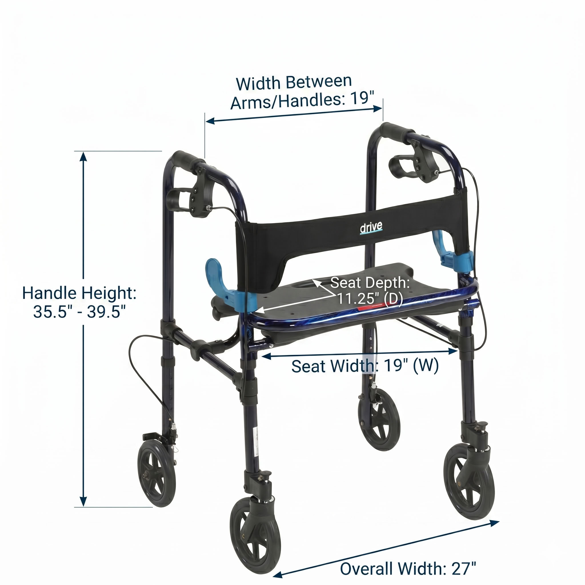 Clever-Lite Walker Detailed Dimensions Diagram