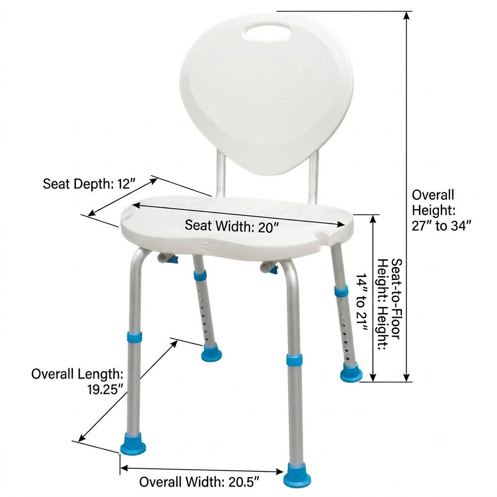 AquaSense Bath Seat Detailed Dimensions Diagram