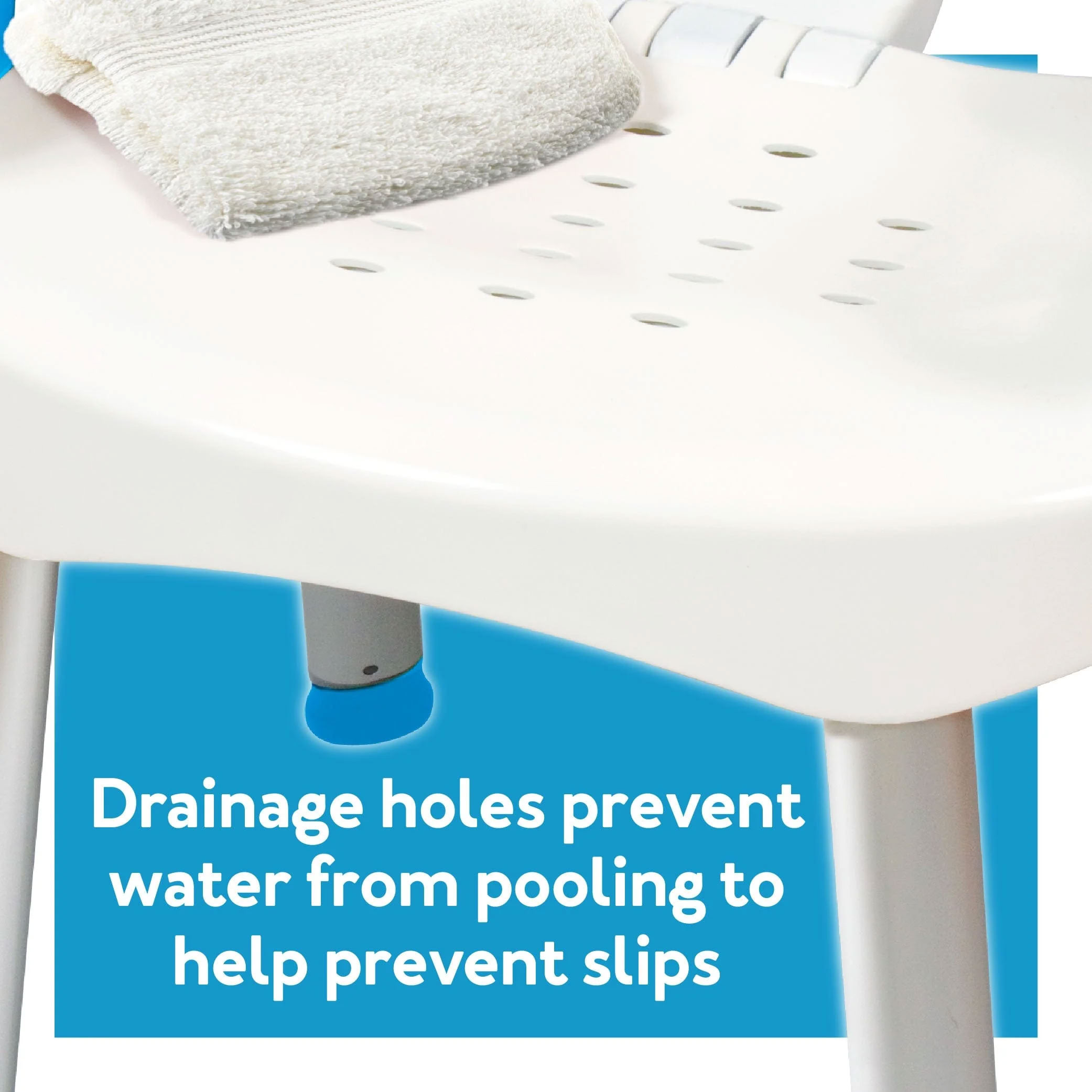 Wide seat with drainage holes