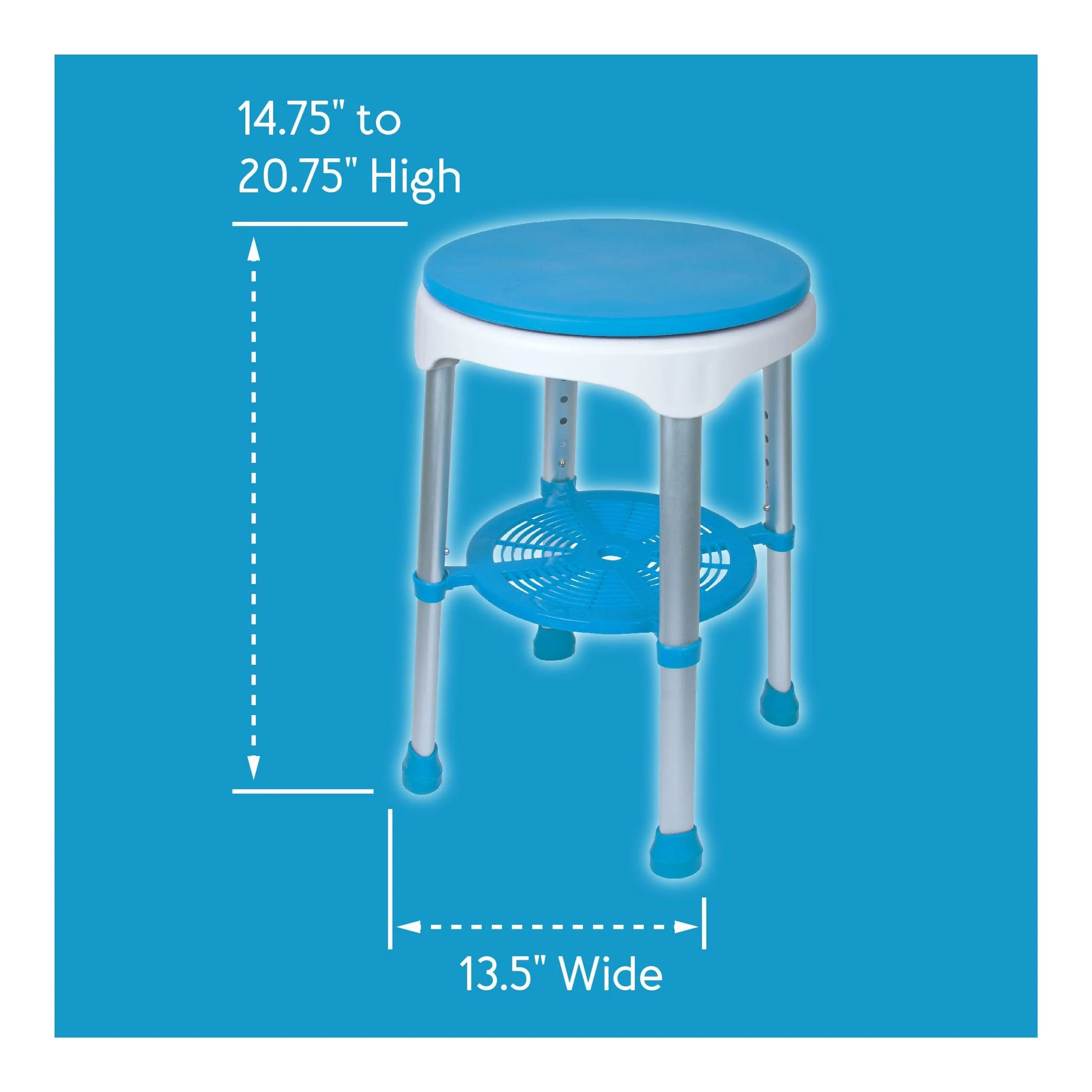 Carex EZ Swivel Stool dimensions diagram