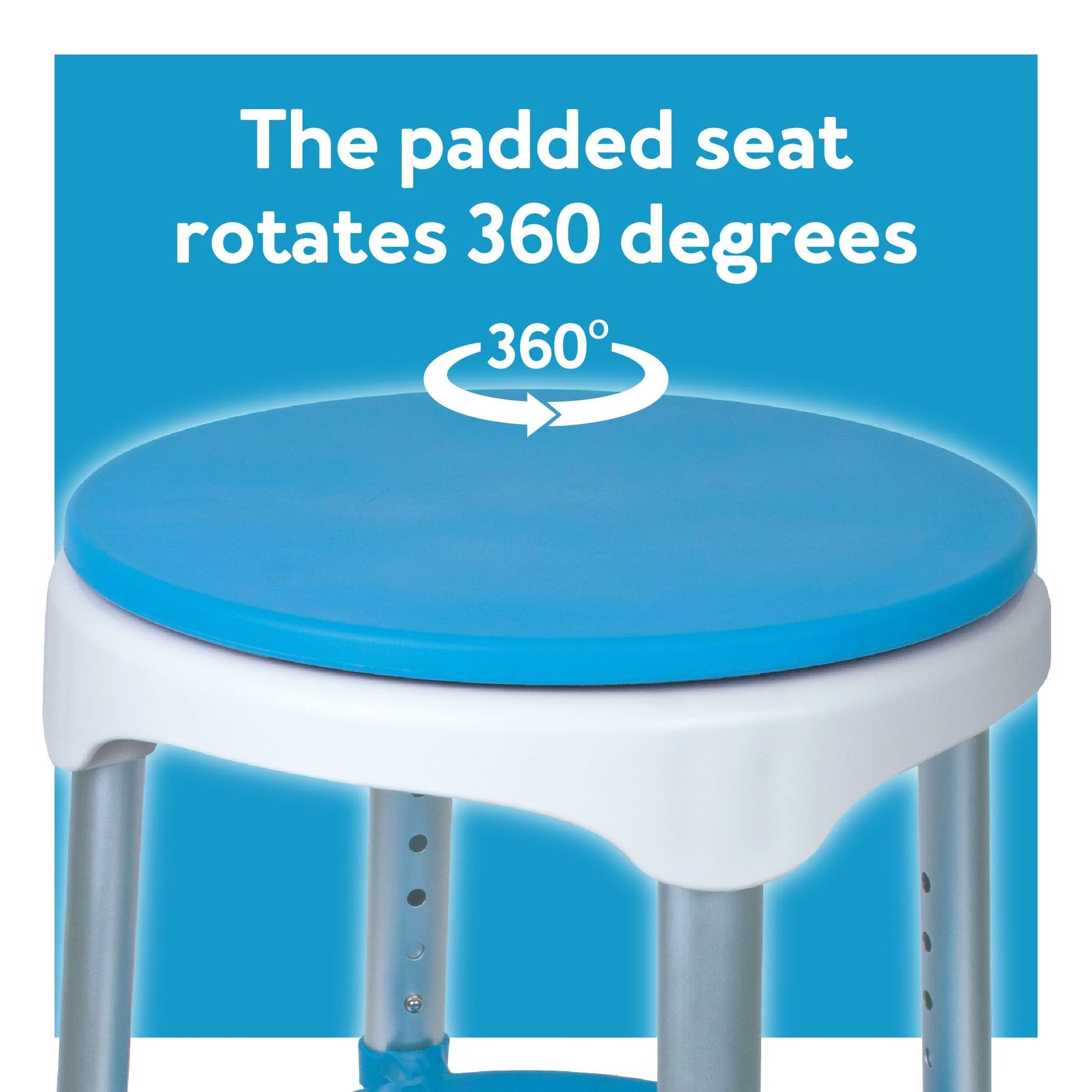 Padded seat rotates 360&deg;