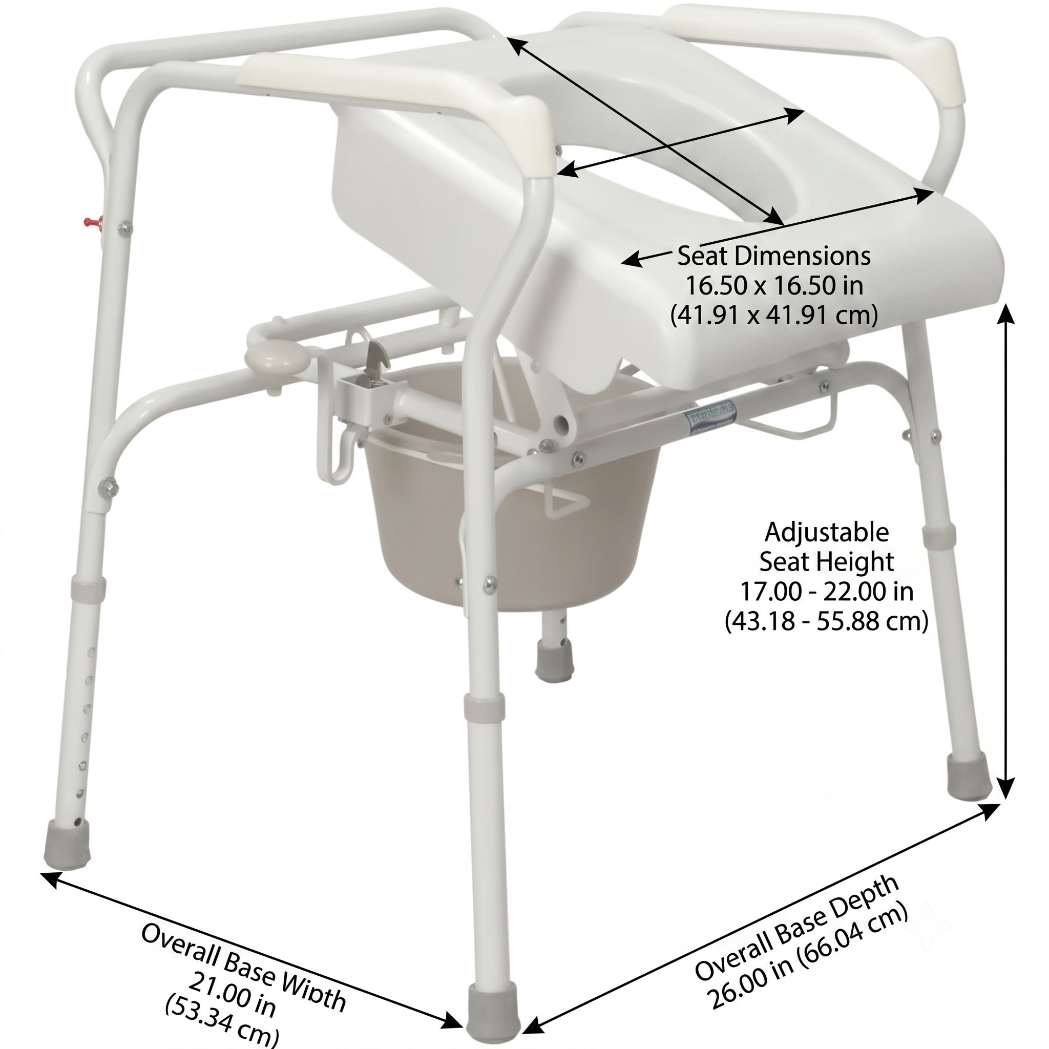 Carex Uplift Commode Assist Detailed Dimensions Diagram