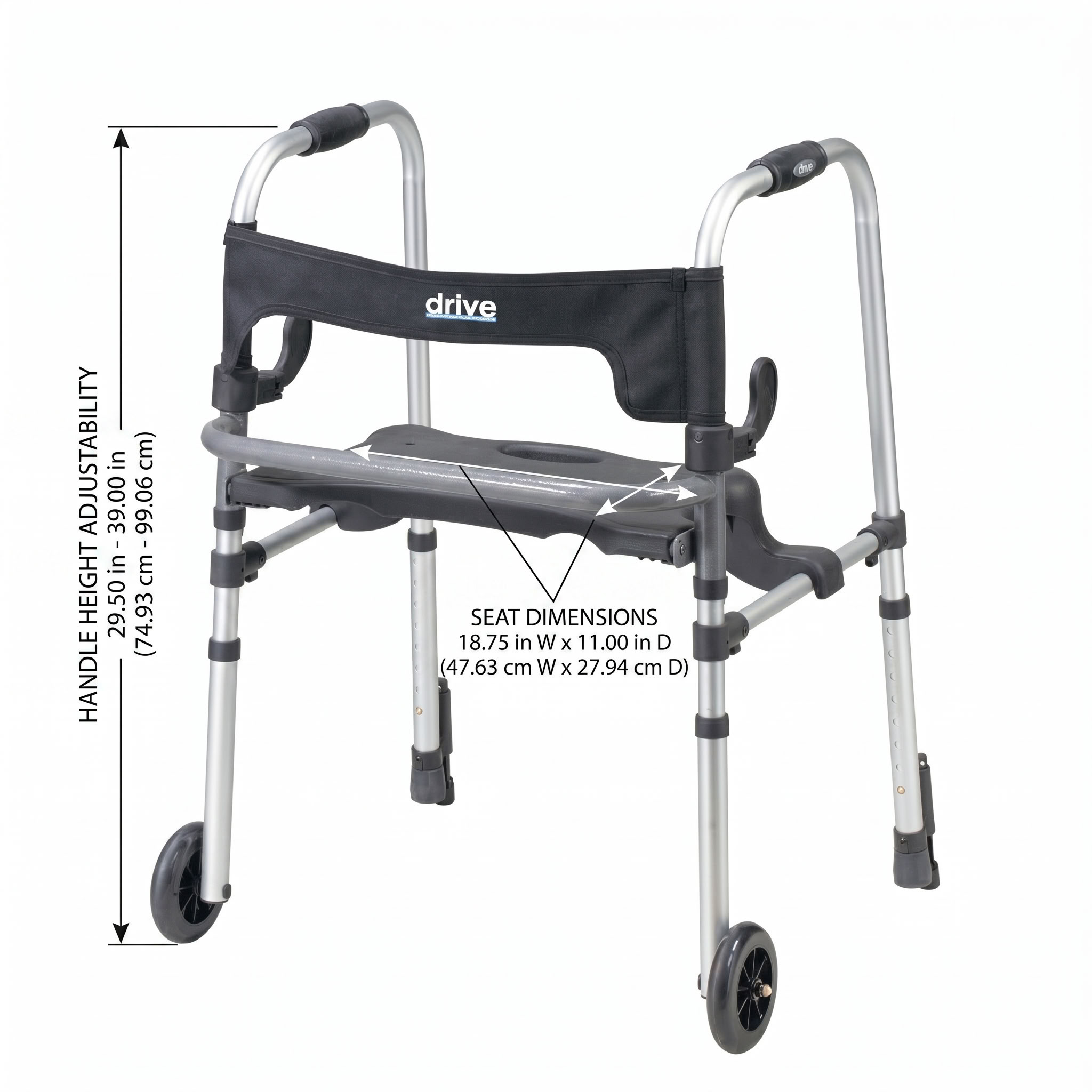 Clever-Lite LS Walker Detailed Dimensions Diagram