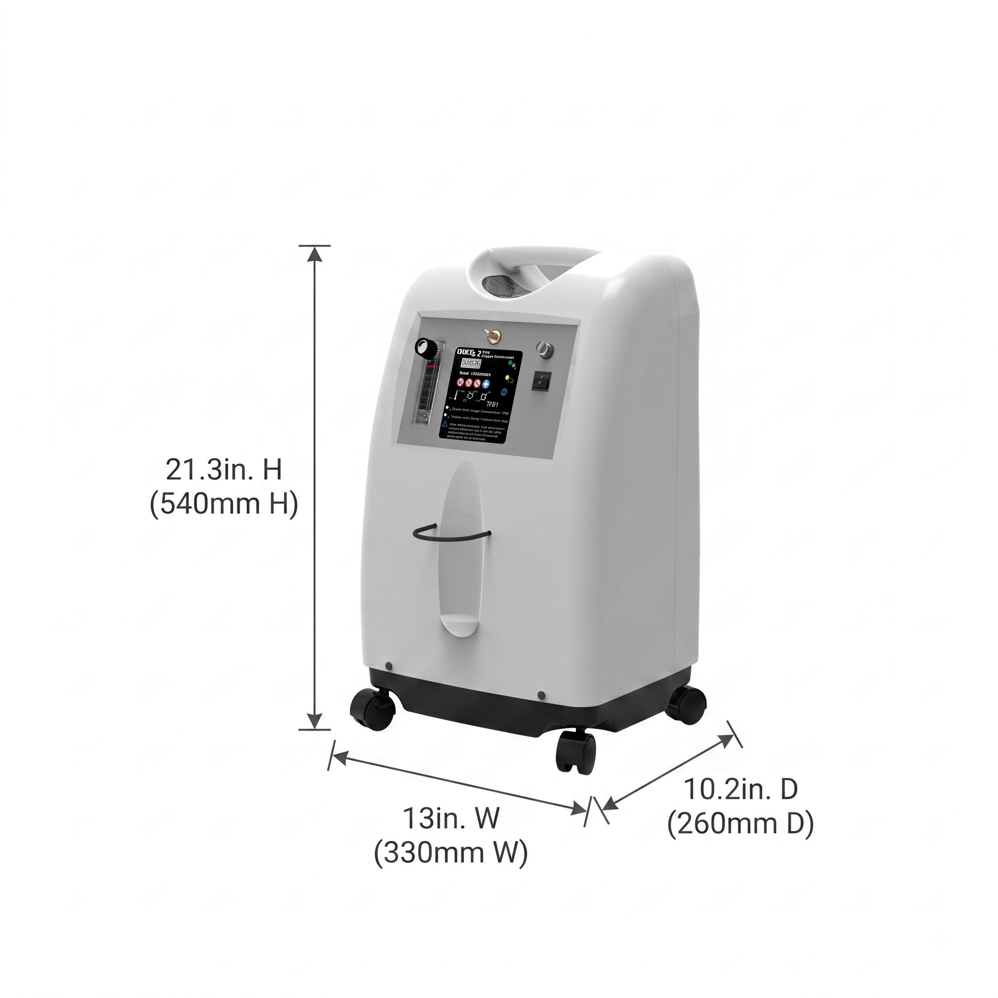 DECO2 concentrator dimensions diagram