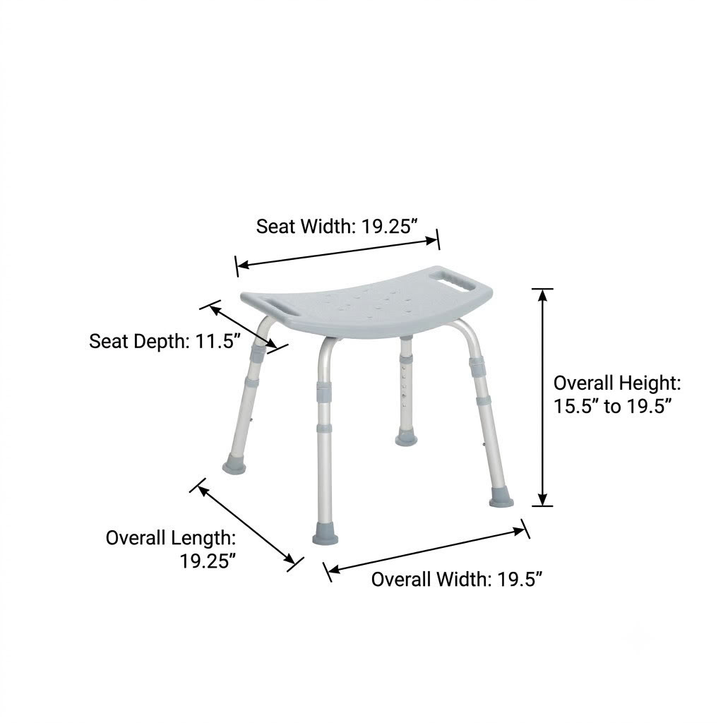 Shower Bench Measurement Technical Specifications Illustration