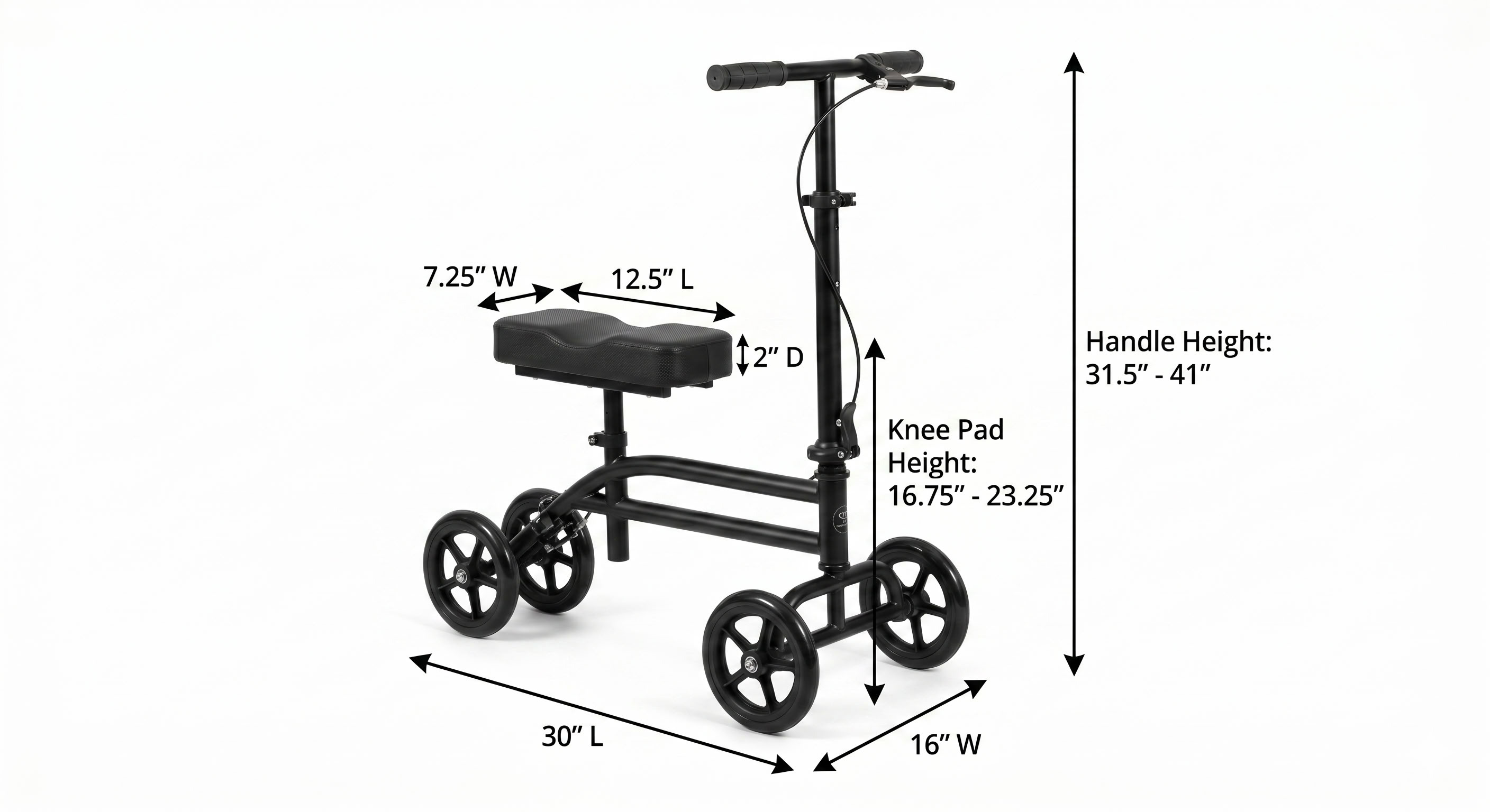 Drive Medical Economy Folding Knee Walker Measurement Reference