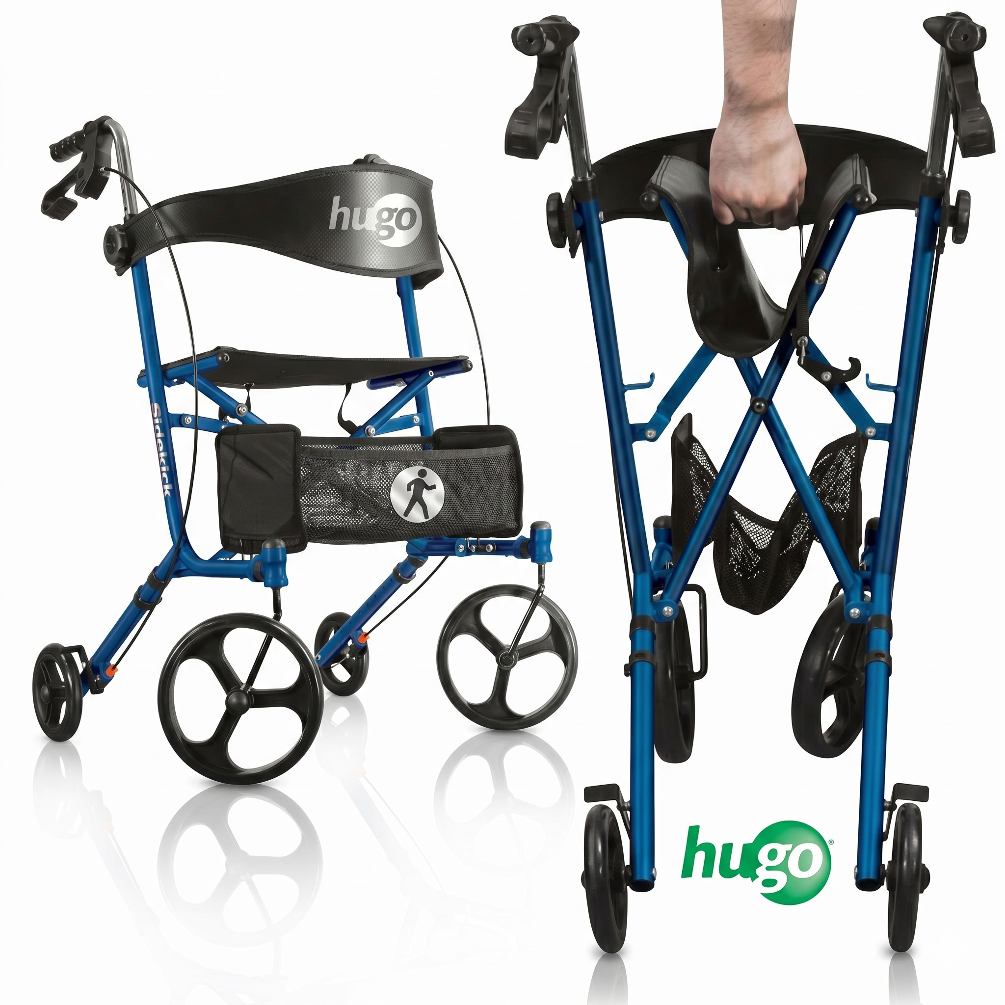 Drive Medical Hugo Sidekick Side-Folding Rolling Walker Rollator with Seat