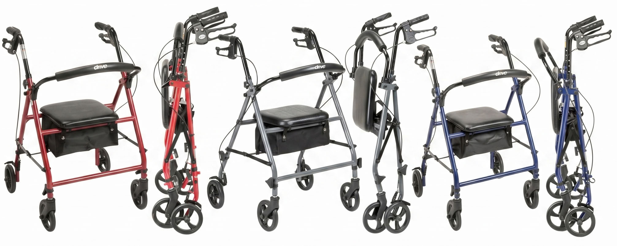 Knockdown Steel Rollator with 6 inch Wheels