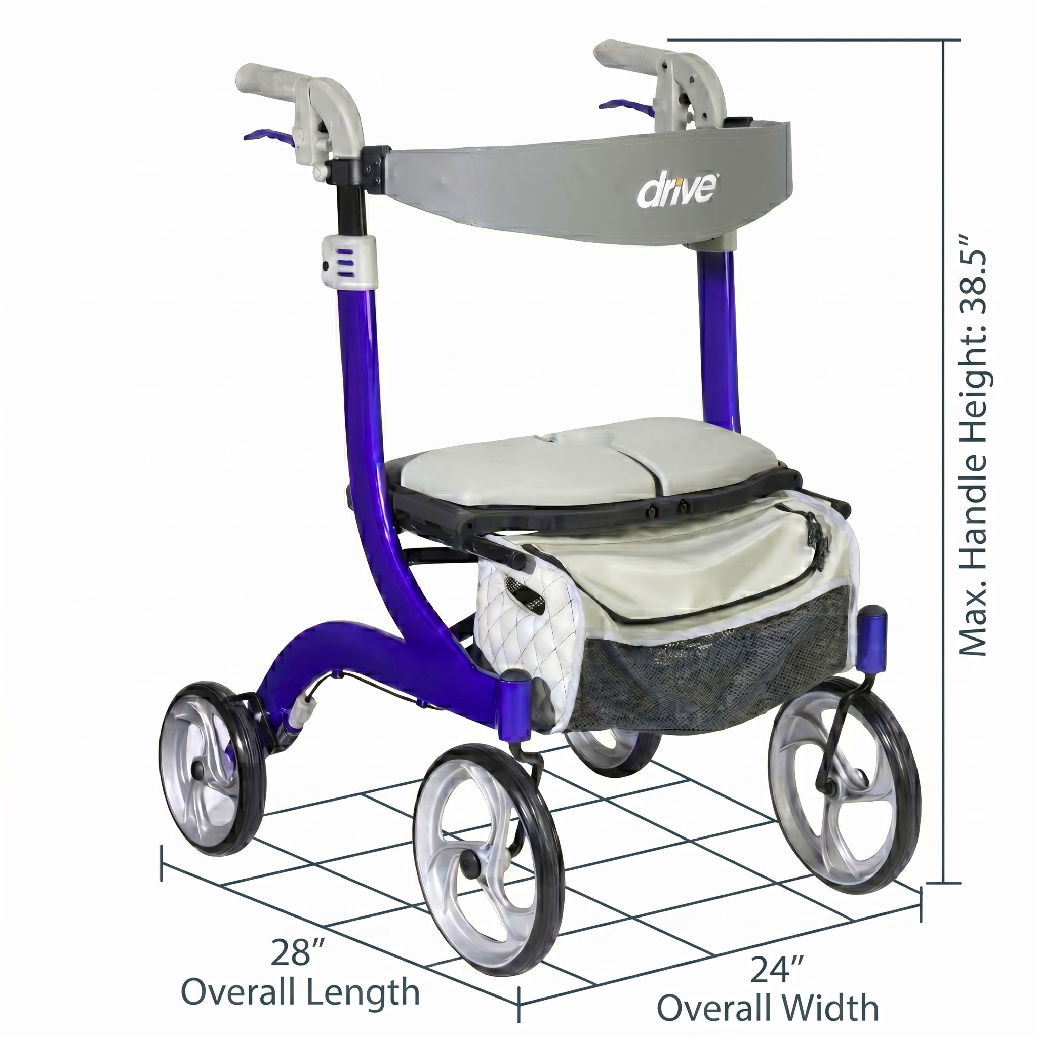 Drive Nitro DLX Rollator Dimensional Reference