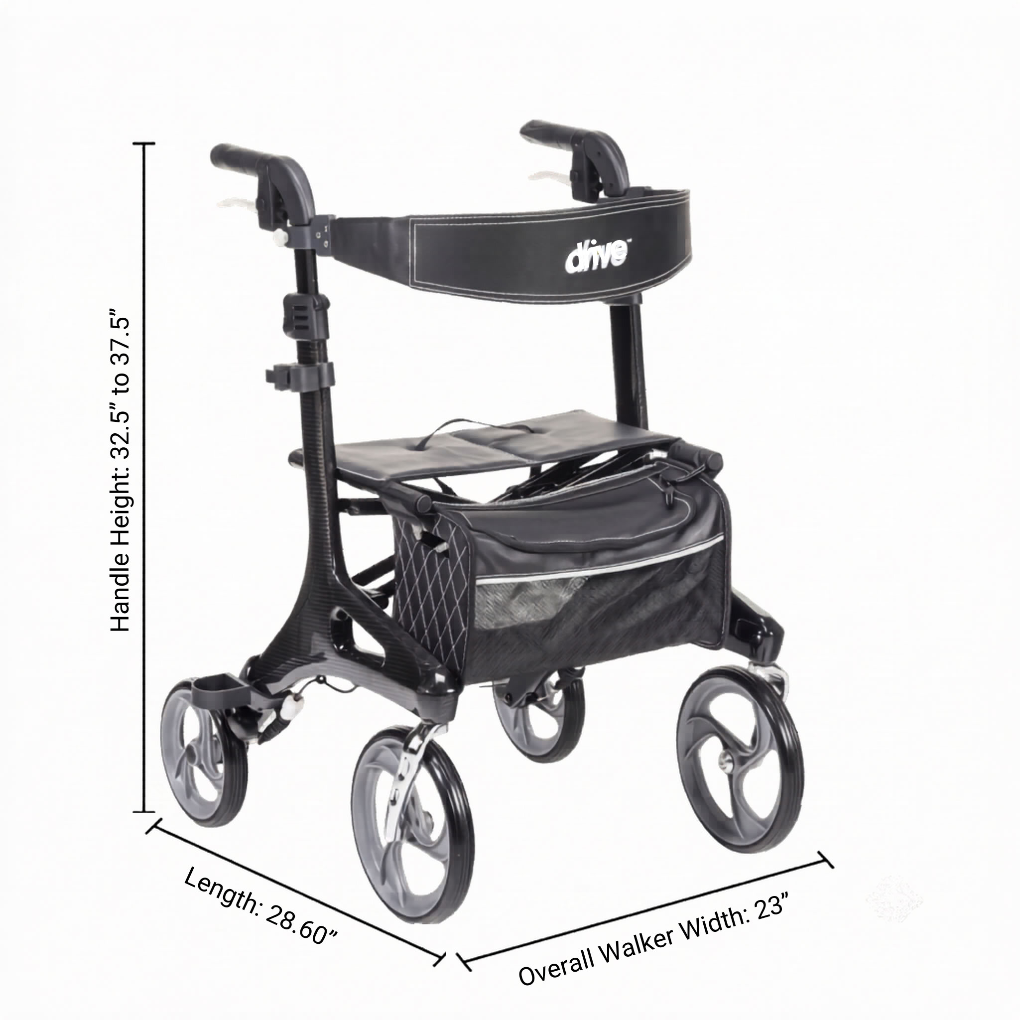 Nitro Elite CF Rollator side view - Measurement Guide