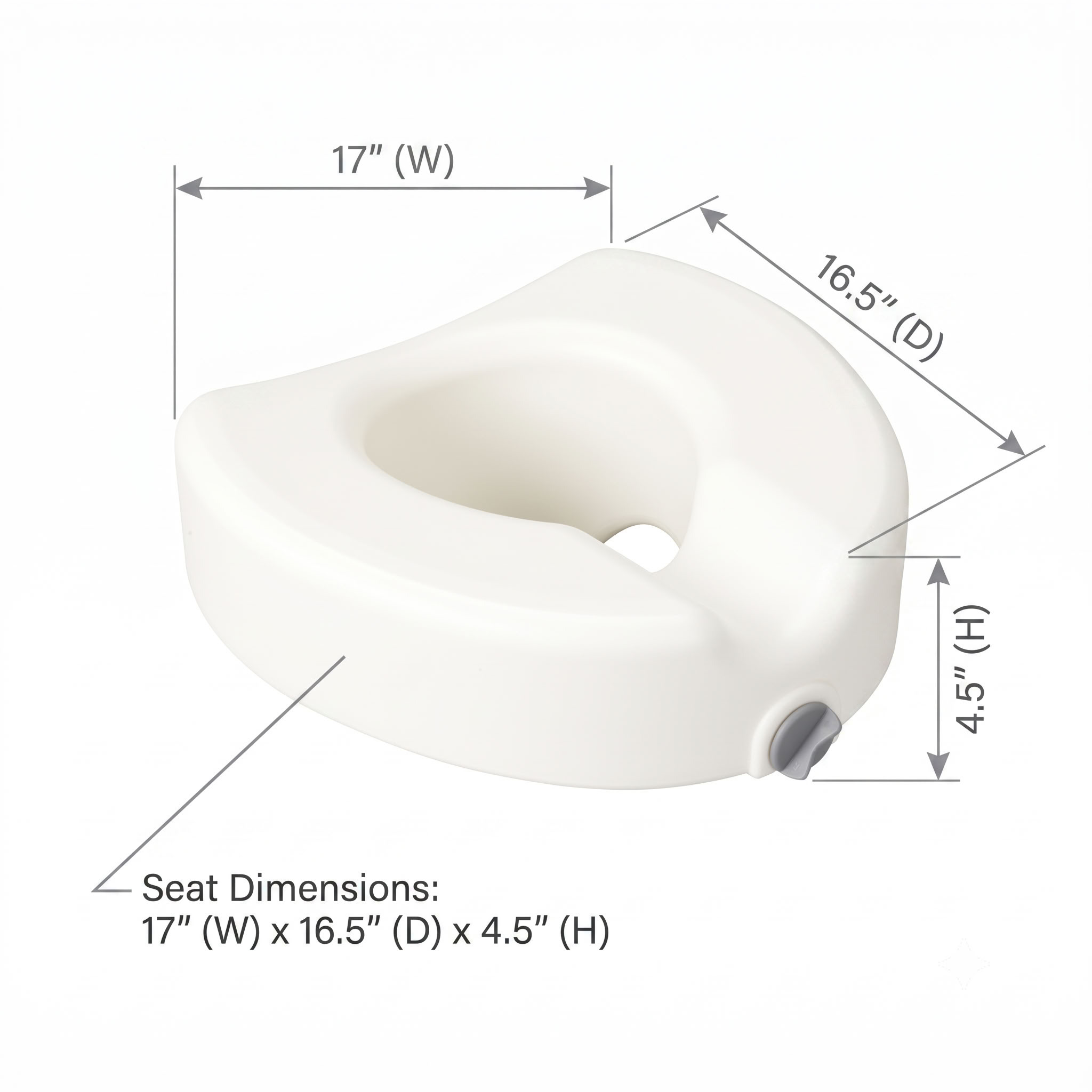 Premium Raised Toilet Seat dimensions diagram