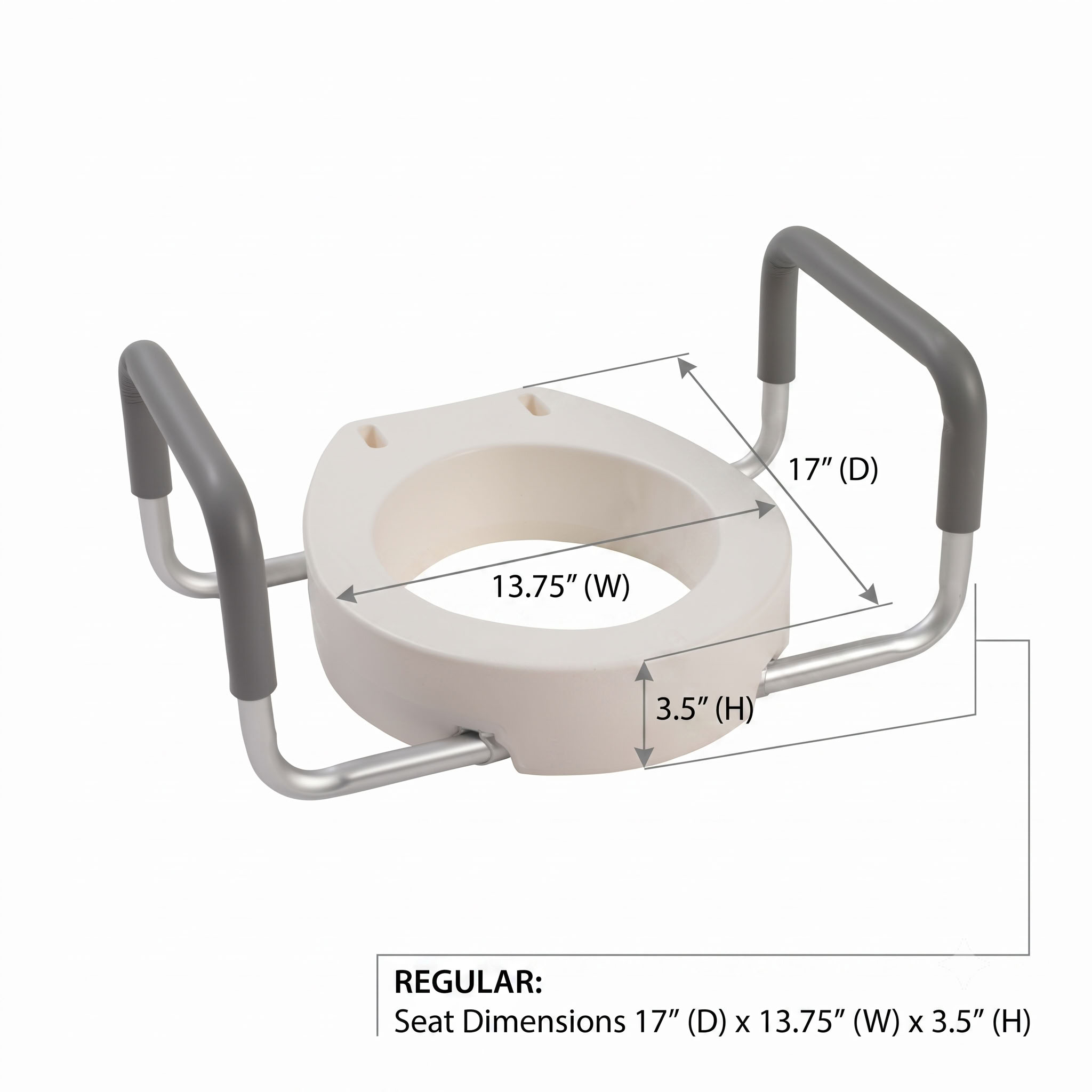Premium Raised Toilet Seat Regular dimensions diagram