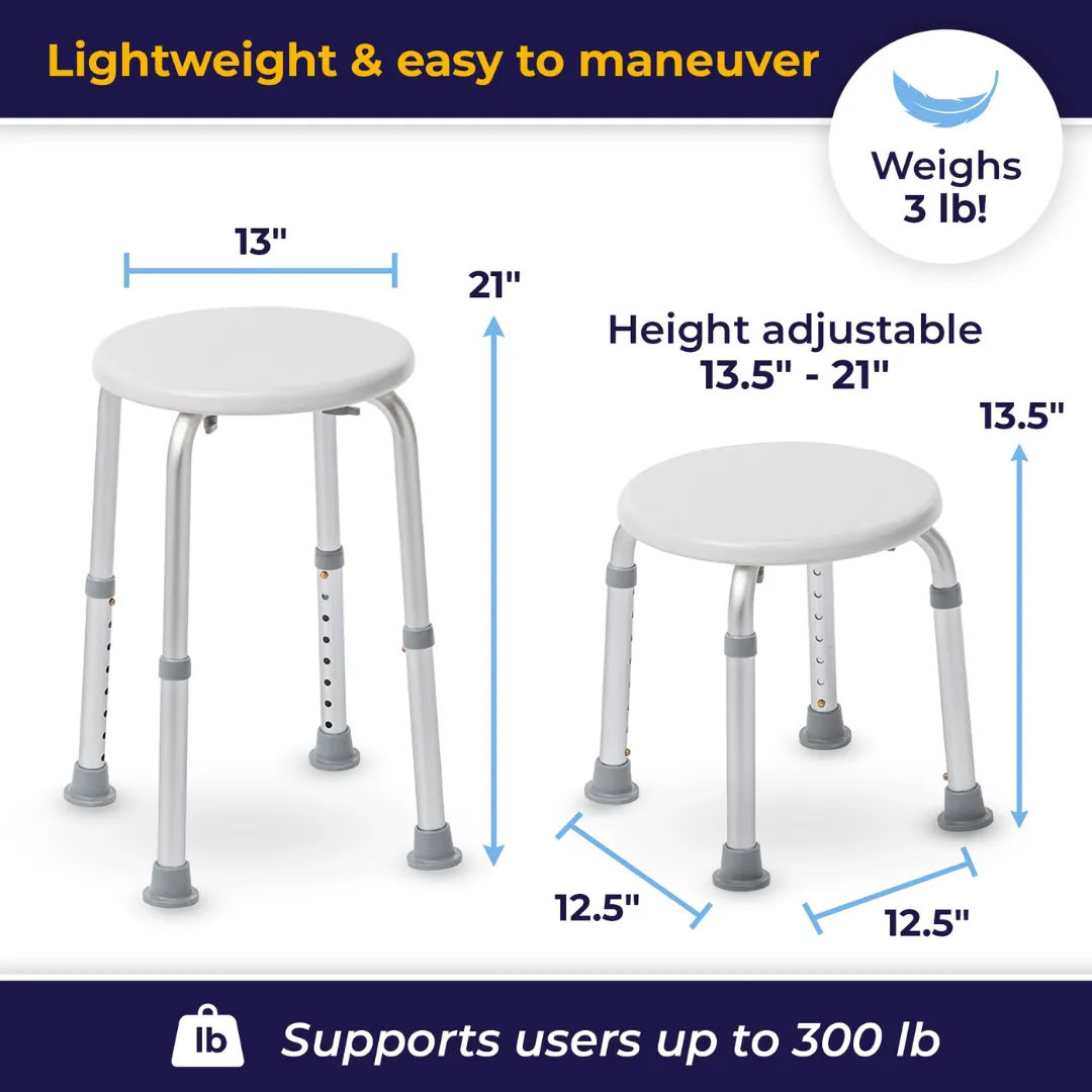 Drive Medical Shower Stool dimensions diagram
