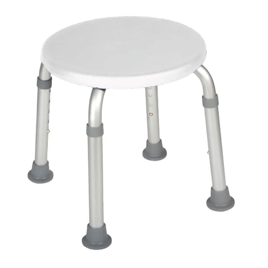 Drive Medical adjustable-height aluminum shower stool in white