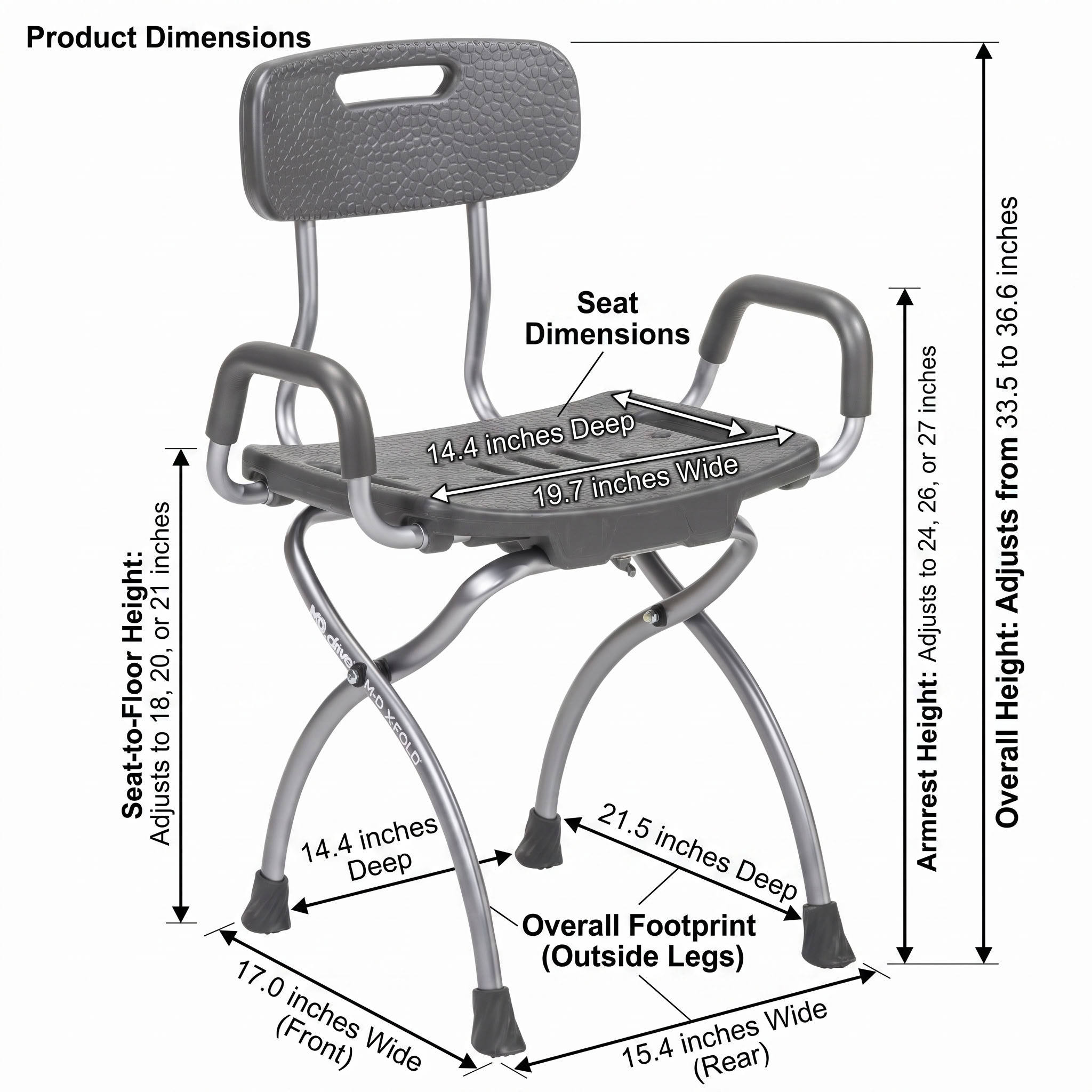 X-Fold Shower Chair Dimensions